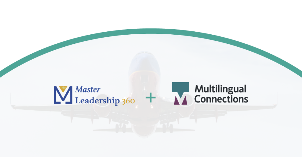 A text-based photo that reads Master Leadership + Multilingual Connections