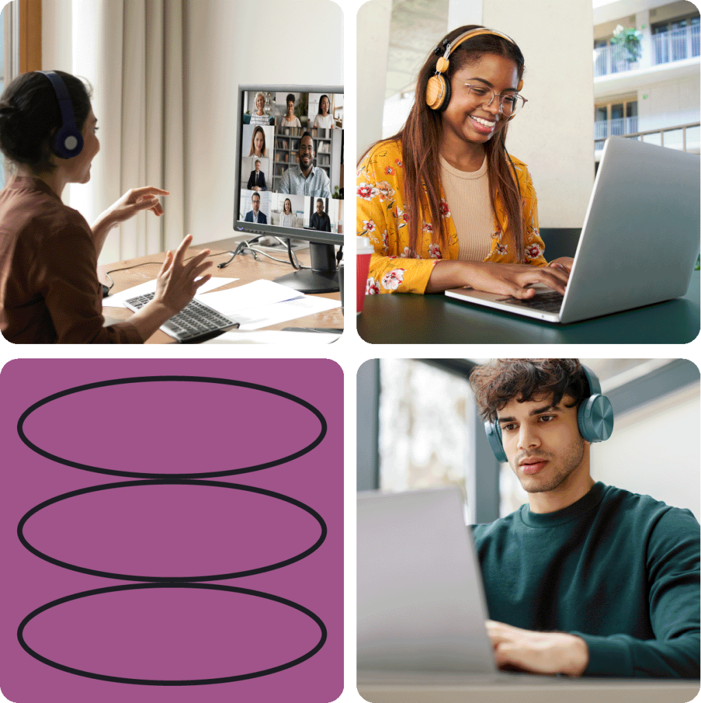 Homepage image set - Human Powered shows several people working at laptops and desktop computers